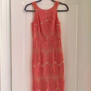 Antonio Melani Dress Sheath Midi Embroidered Floral Size 0